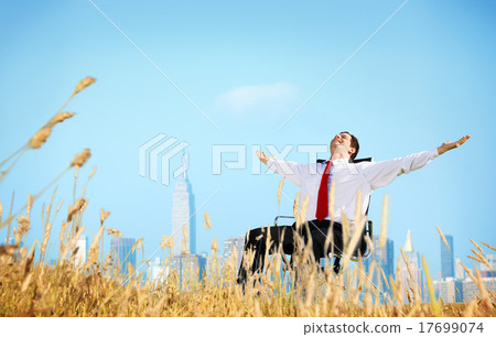 Businessman Relaxation Freedom Happiness Getaway Concept Businessman Relaxation Freedom Happiness Getaway Concept 17699074