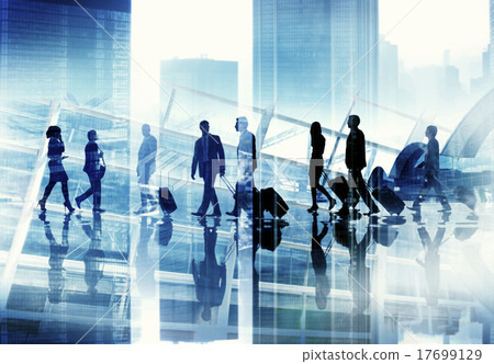 Silhouette Business People Traveling Cityscape Commuter Concept 17699129