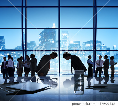 Business People Bowing Discussion Communication Cityscape Meetin Business People Bowing Discussion Communication Cityscape Meetin 17699138