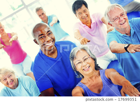 Stock Photo: Group Healthy People Fitness Exercising Concept