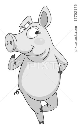 Pig standing alone in black and white 17702176