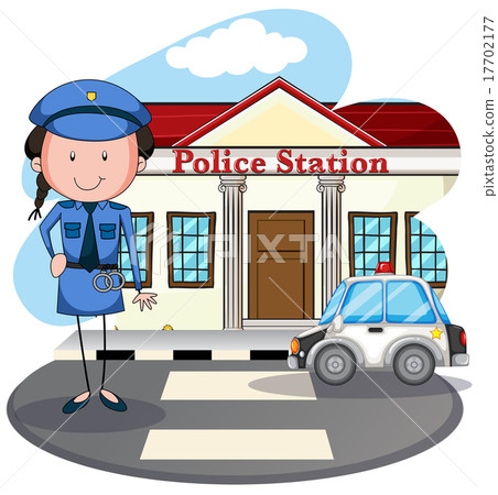 Policewoman working at police station 17702177