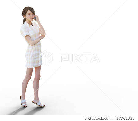 使用smaho perming3DCG例證材料的少婦 17702332