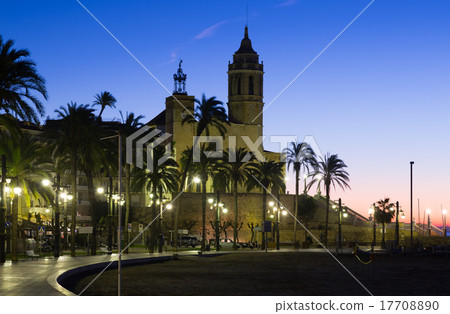 morning view of church at Sitges, Spain morning view of church at Sitges, Spain 17708890