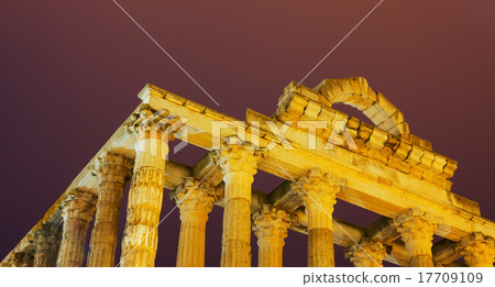 Closeup of ancient temple of Diana in Merida, Spain Closeup of ancient temple of Diana in Merida, Spain 17709109