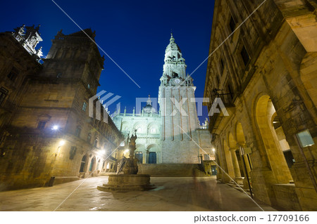 Square of Praterias and Cathedral Belltower in night time Square of Praterias and Cathedral Belltower in night time 17709166