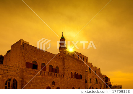 Golden sunset over old city Jaffa, Israel 17709338