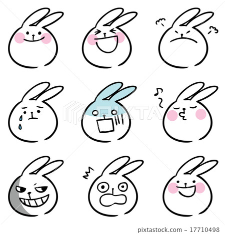 Rabbit facial expression set - Stock Illustration [17710498] - PIXTA