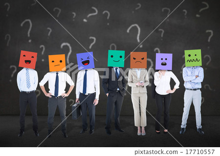 Composite image of people with boxes on their heads Composite image of people with boxes on their heads 17710557