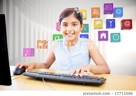 Composite image of school kid on computer 17711086