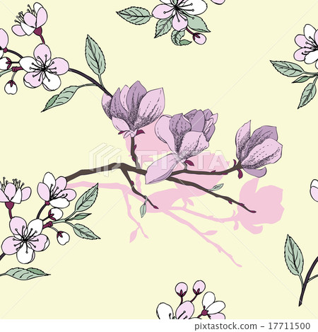 Seamless pattern with apple tree - Stock Illustration [17711500] - PIXTA