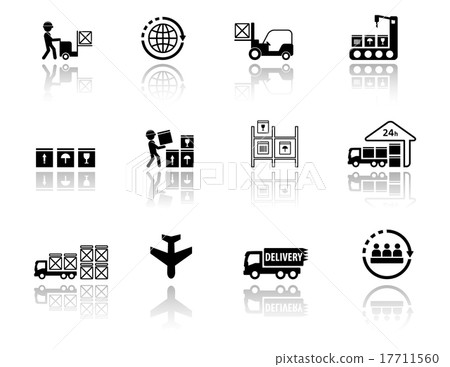 set logistic icons with mirror reflection 17711560