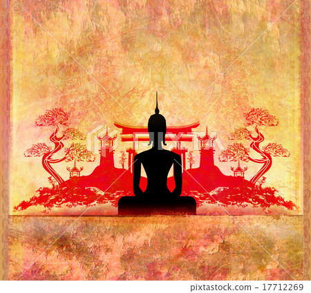 Buddha,Asian landscape in the background 17712269