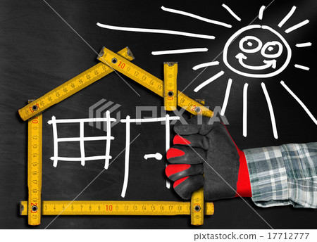 House Project - Wooden Meter on Blackboard House Project - Wooden Meter on Blackboard 17712777