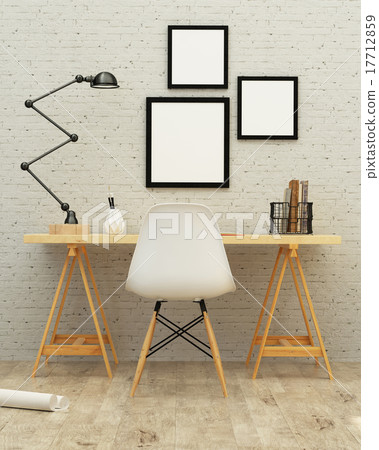working room interior design 3d rendering 17712859