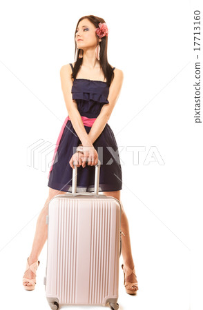 Travel and vacation. Woman with suitcase luggage bag. 17713160