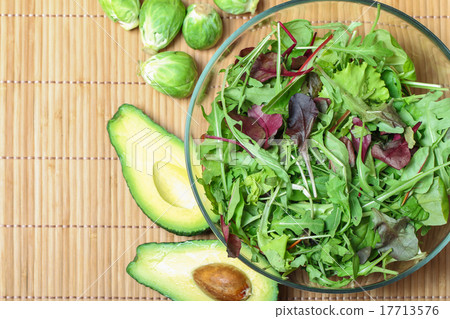 Fresh green salad with spinach,arugula, 17713576