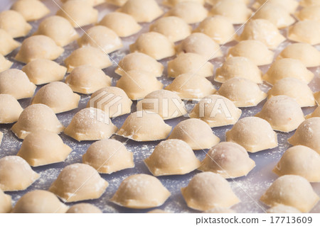 Homemade raw pastry dumplings with meat filling Homemade raw pastry dumplings with meat filling 17713609
