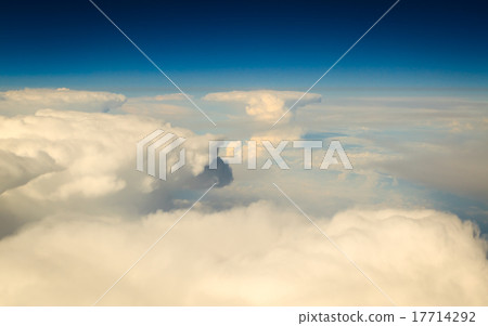 White cloudy sky. View from airplane flying in clouds. White cloudy sky. View from airplane flying in clouds. 17714292