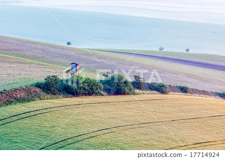 Moravian rolling landscape with hunting tower 17714924