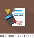 Calculator, coins and debit list, vector flat 17715592
