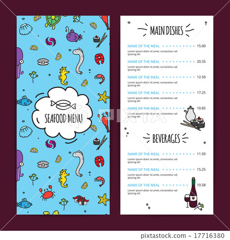 Seafood Menu Design Set 17716380