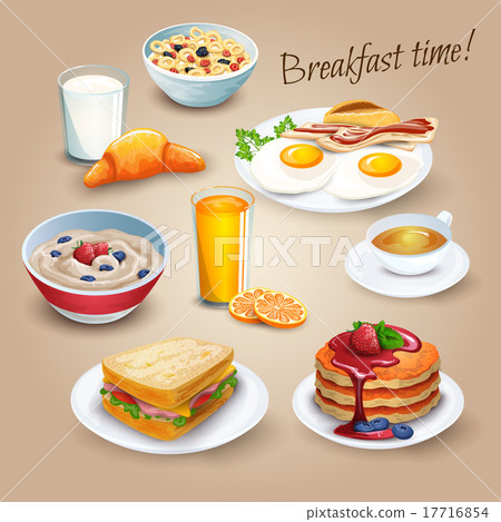 Brekfast time realistic pictograms poster 17716854