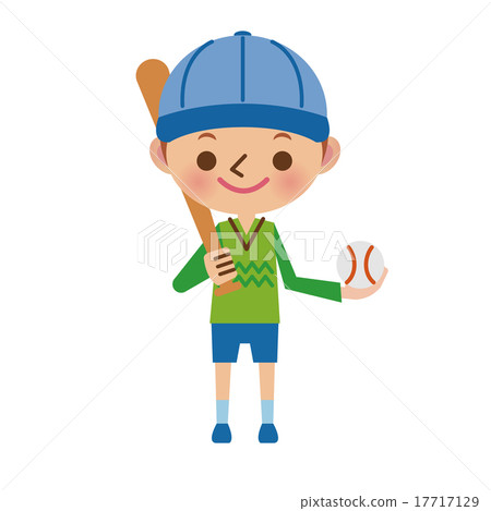 有棒和球的棒球男孩 17717129