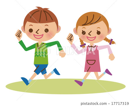 向前戳的年輕男孩和女孩 向前戳的年輕男孩和女孩 17717319