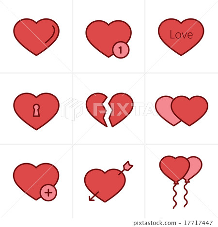 Icons Style hearts Icons Set, Vector Design-插圖素材 [17717447] - PIXTA圖庫