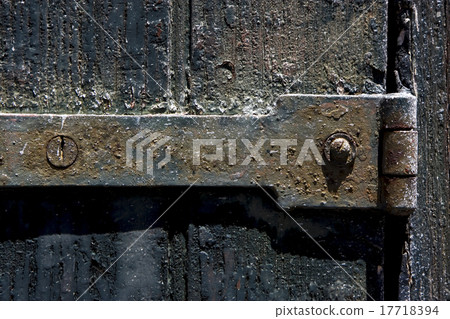 old iron metal lock screw and wood 17718394