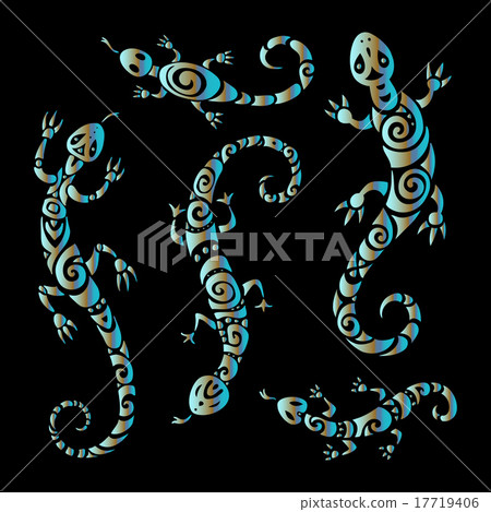 Lizards. Polynesian tattoo style. Lizards. Polynesian tattoo style. 17719406