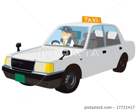 駕駛員在船上的白色出租車 17722417
