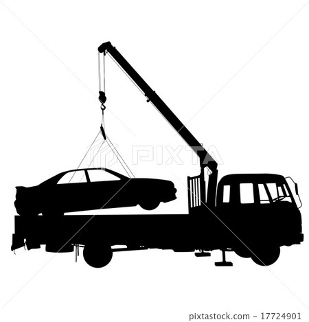 Black silhouette Car towing truck.   17724901