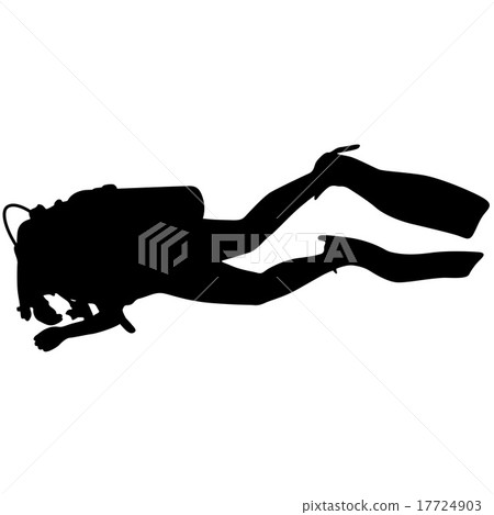 Black silhouette scuba divers. Vector illustration 17724903