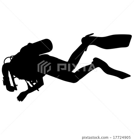 Black silhouette scuba divers. Vector illustration 17724905