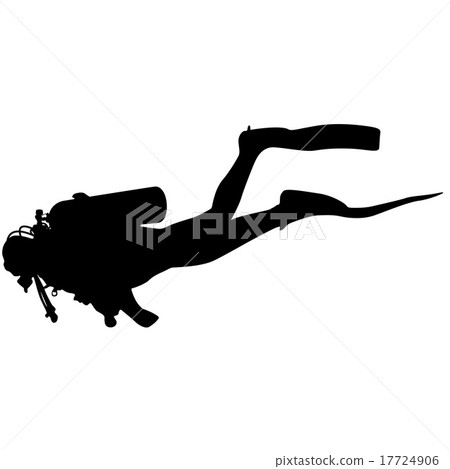 Black silhouette scuba divers. Vector illustration 17724906