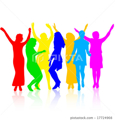 silhouettes of beautiful womans on white  17724908