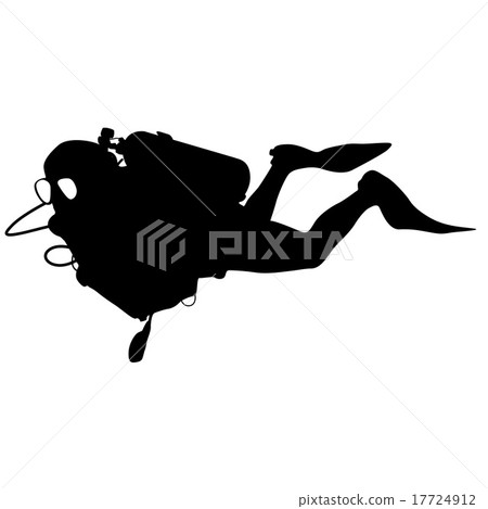 Black silhouette scuba divers. Vector illustration Black silhouette scuba divers. Vector illustration 17724912