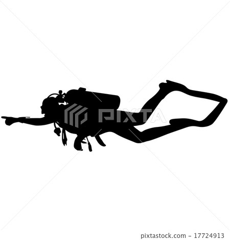 Black silhouette scuba divers. Vector illustration 17724913