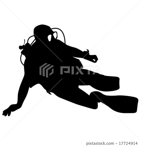 Black silhouette scuba divers. Vector illustration 17724914