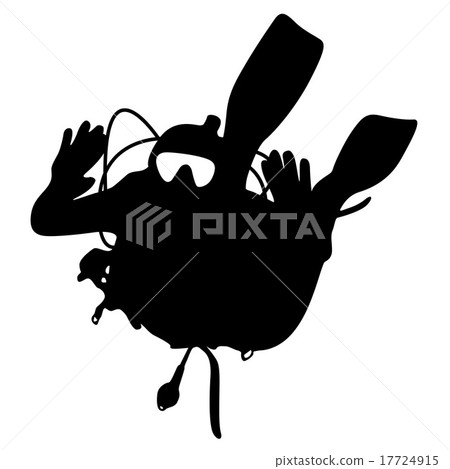 Black silhouette scuba divers. Vector illustration 17724915