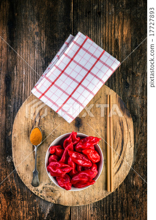 bowl full of pungent peppers bhut jolokia 17727893