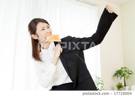 Business woman breakfast morning fitness coat 17728004