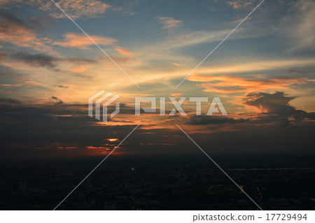 Shooting from a skyscraper in Bangkok, Thailand, stained in sunset Shooting from a skyscraper in Bangkok, Thailand, stained in sunset 17729494