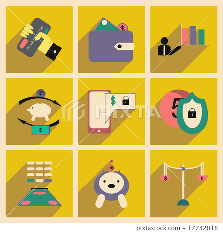 Flat with shadow concept stylish business icons - Stock Illustration ...
