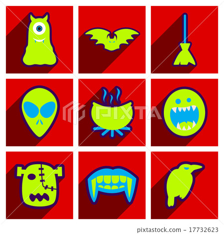 Flat with shadow concept Hallowe'en stylish icons Flat with shadow concept Hallowe'en stylish icons 17732623