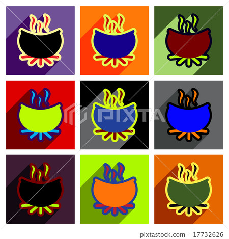Flat with shadow concept icon cauldron on a bright 17732626