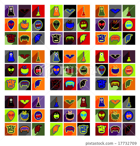 Flat with shadow concept Hallowe'en stylish icons 17732709