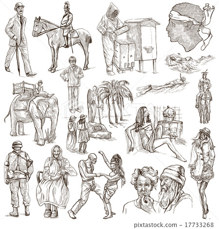 Pack Line Drawing An hand drawn pack, line art - PEOPLE - Stock Illustration [17733268 ...